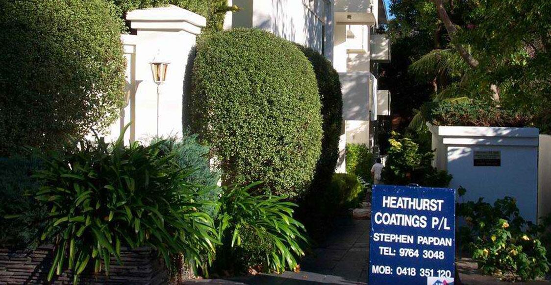 Heathurst Coatings sign at a job in progress