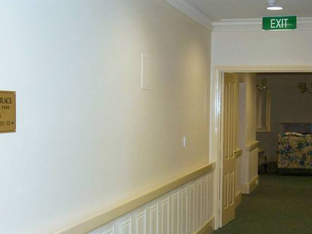 Aged care corridor. Corridors repainted in a nursing home, worked around residents.