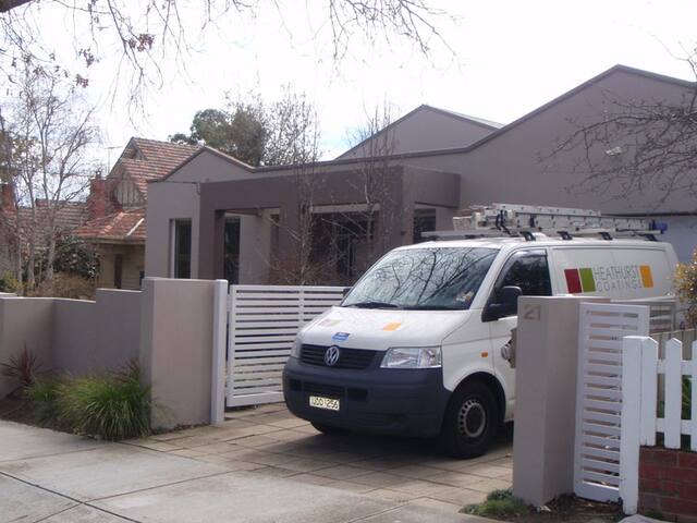 Brick home with new trims. Fascias, gutters and trims refreshed on a brick home.